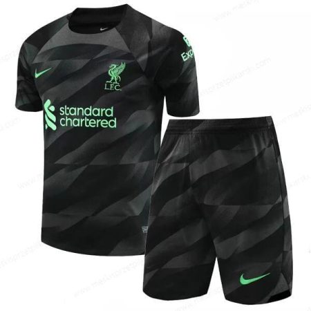 Koszulka Liverpool Czarny Goalkeeper Zestaw piłkarski dla dzieci 23/24 – Koszulki Piłkarskie